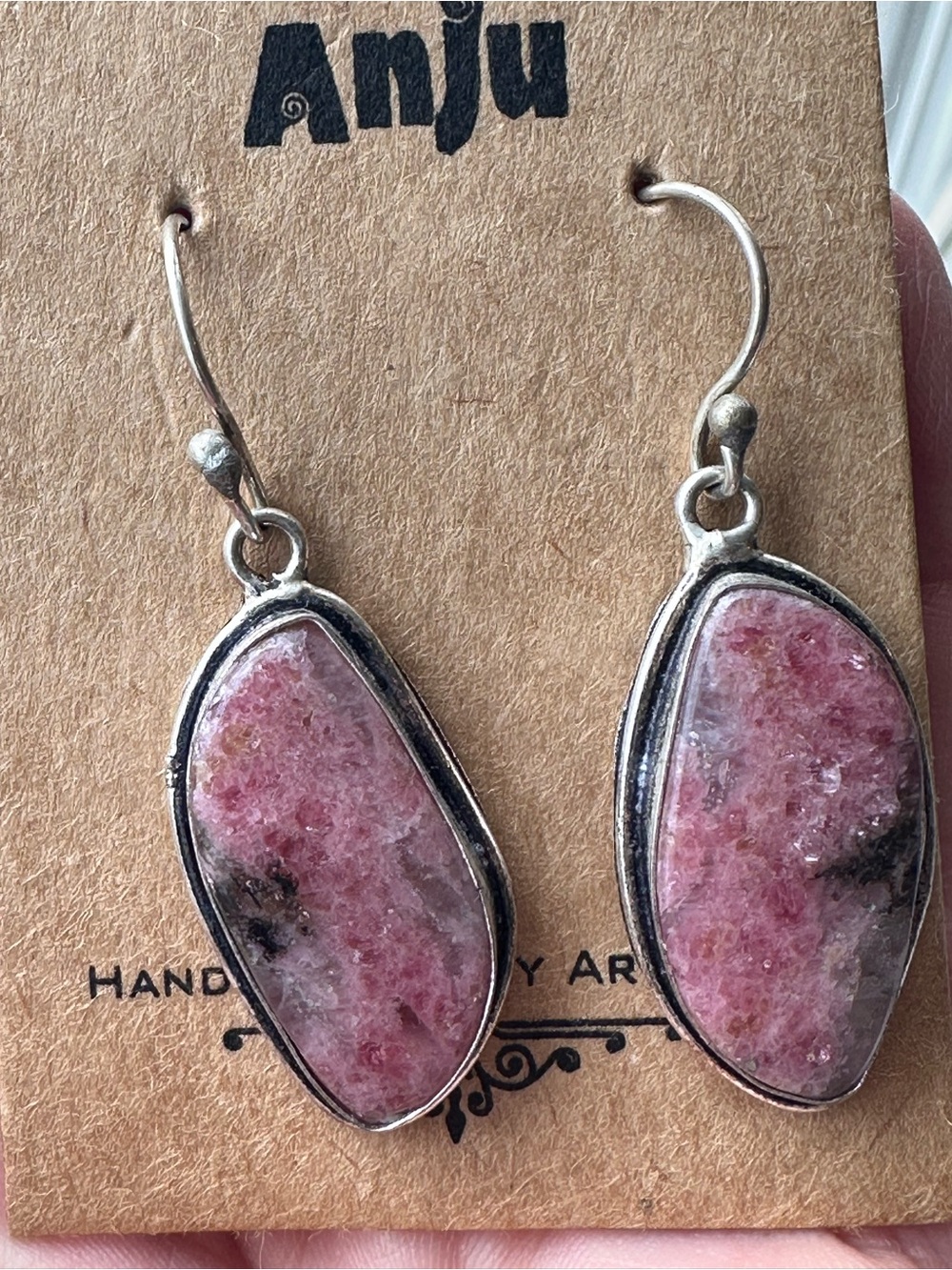 Pink Stone Dangle Earrings